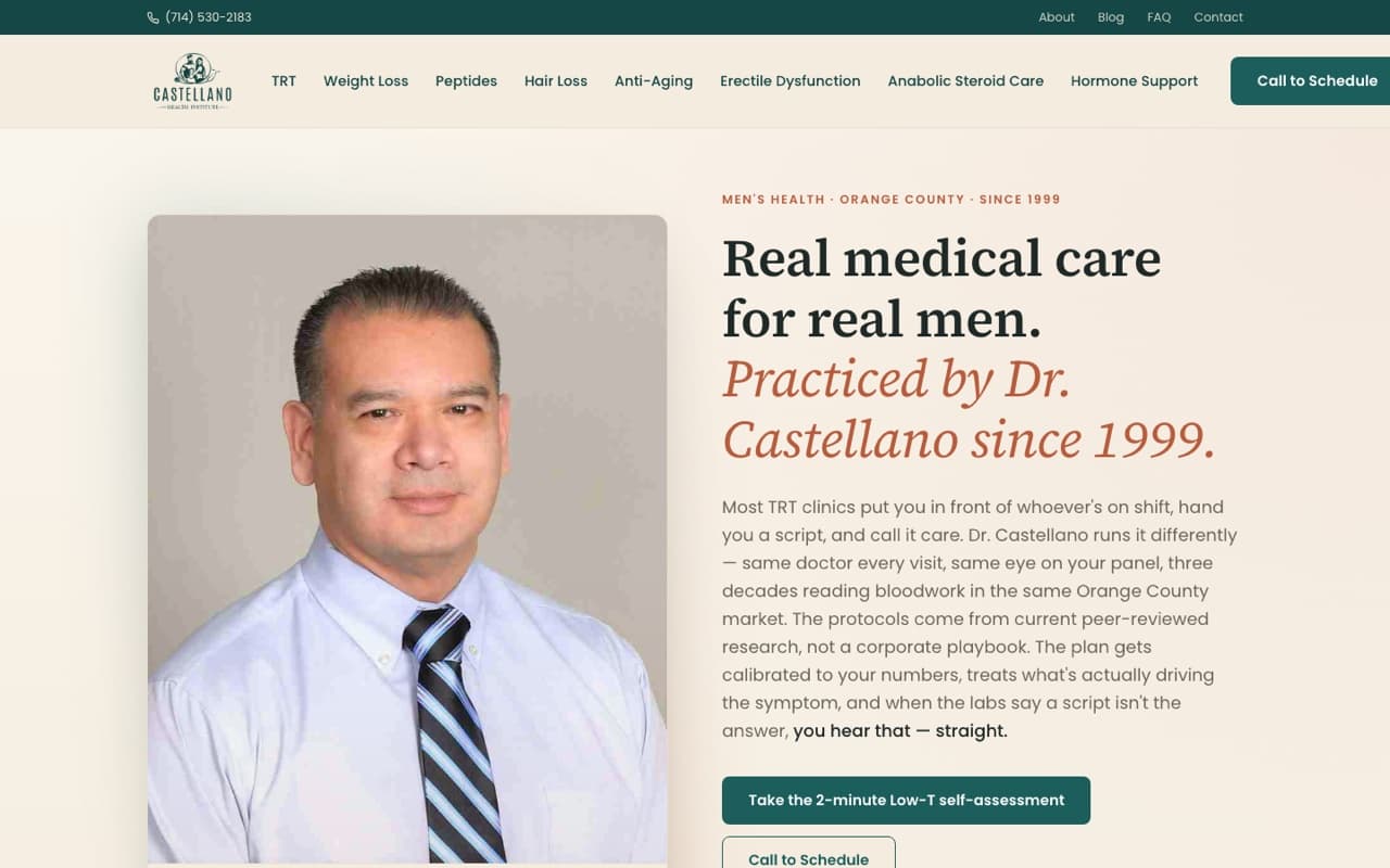 Castellano Health Institute homepage at castellanomd.com